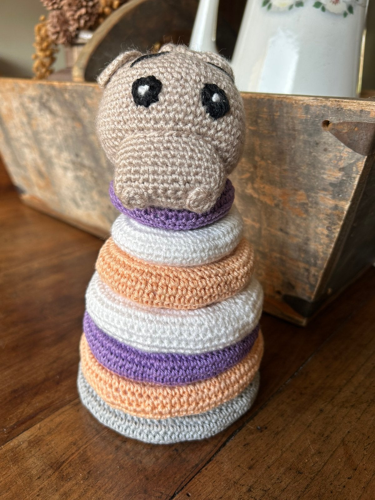 Nieuw mooi gehaakt speelgoed ringen met dierenkop, Hobby en Vrije tijd, Breien en Haken, Ophalen of Verzenden, Nieuw, Haken, Overige typen