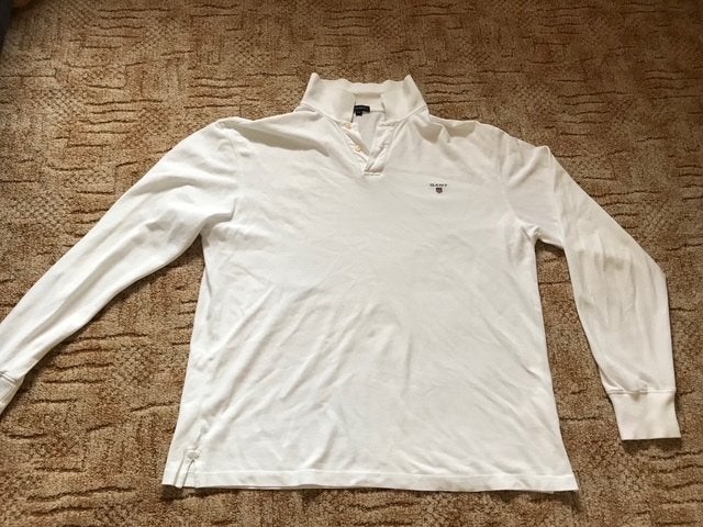 Gant poloshirt, witte heren polo lange mouwen 2 xl ( xxl).p, Ophalen of Verzenden, Gedragen, Overige maten, Wit