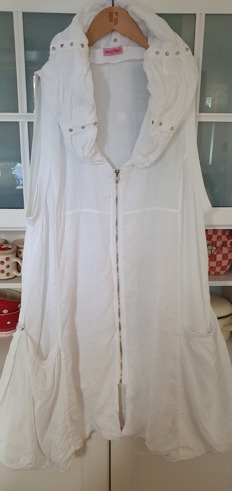 Piment Rouge Paris Witte Linnen Tuniek/Jurk Maat xl tot xxl, Kleding | Dames, Wit, Maat 46/48 (XL) of groter, Ophalen of Verzenden
