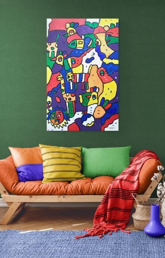 Vrolijk Uniek Expressief Schilderij door Lucas Wever, Antiek en Kunst, Ophalen
