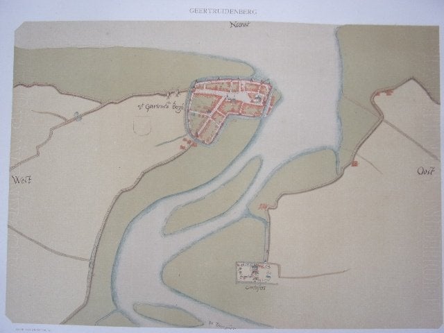 Geertruidenberg Plattegrond van de stad Jacob van Deventer, Antiek en Kunst, Cartografie, Ophalen of Verzenden, 42 cm, Blanco verso