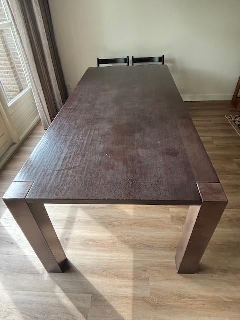 Houten eettafel, Ophalen, Gebruikt, 200 cm of meer, 50 tot 100 cm