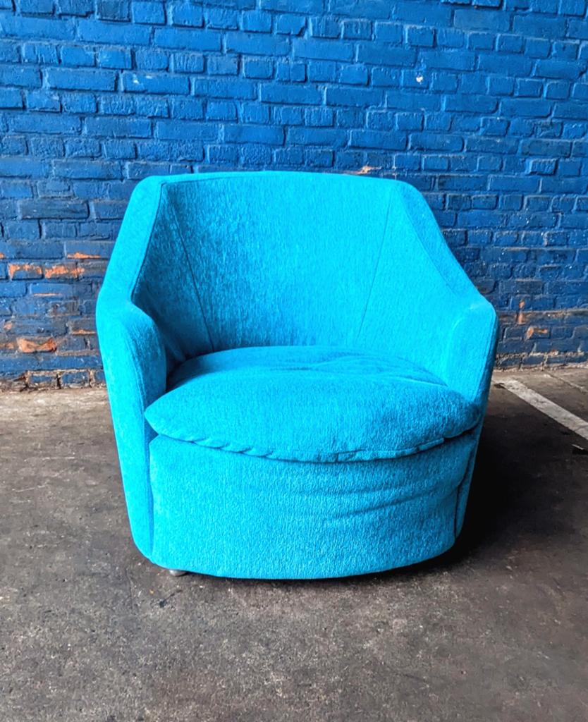 Vintage lounge fauteuil - velours- Denemarken, Huis en Inrichting, Fauteuils, Gebruikt, Hout, 50 tot 75 cm, 75 tot 100 cm, Ophalen