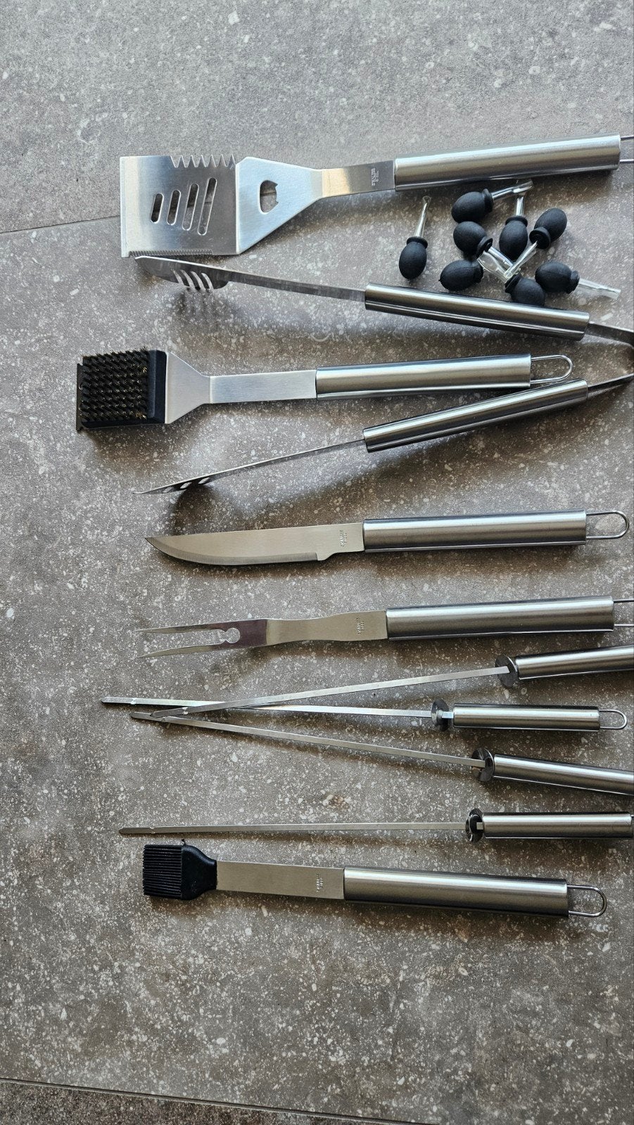 Degelijke barbeque set stainless steel, Ophalen, Zo goed als nieuw