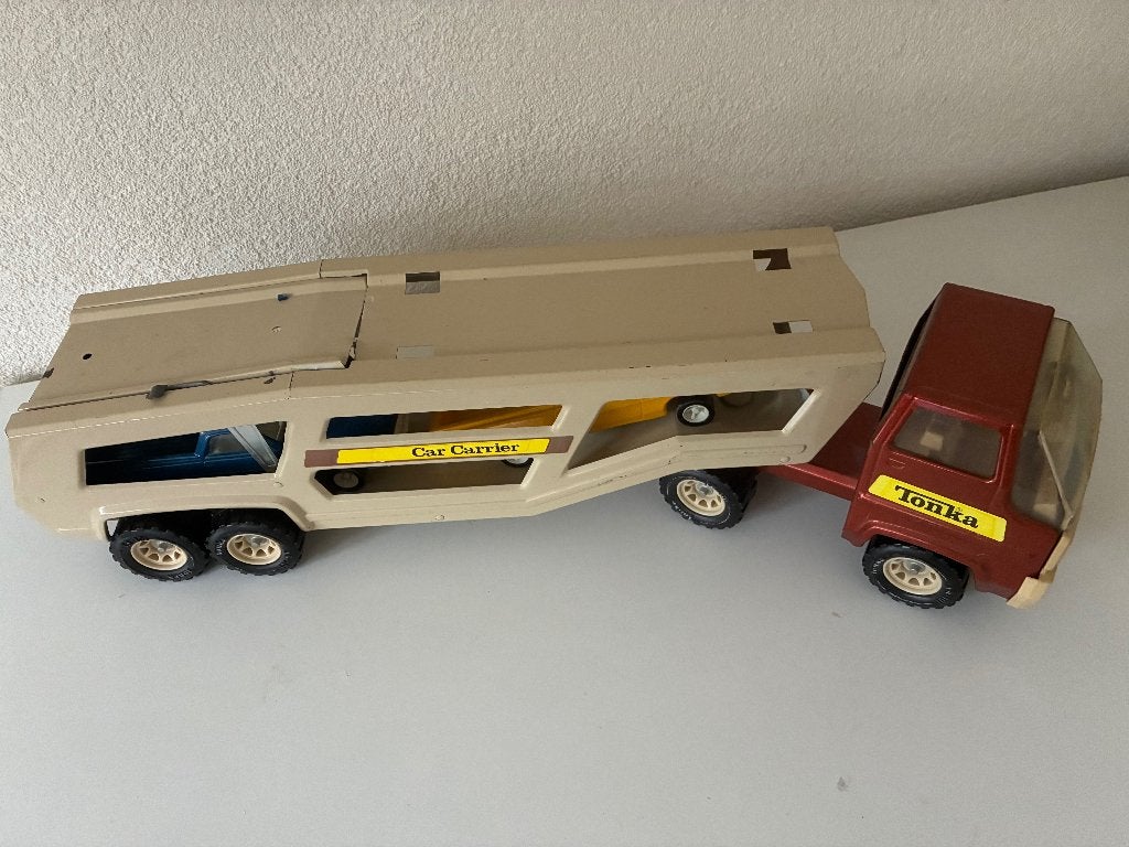 Vintage metalen Tonka autotransporter, Ophalen, Gebruikt