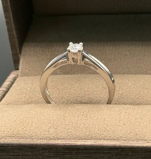 18K witgouden verlovingsring met natuurlijke diamant- 18,5mm, 18 tot 19, Ophalen of Verzenden, Met edelsteen, Dame