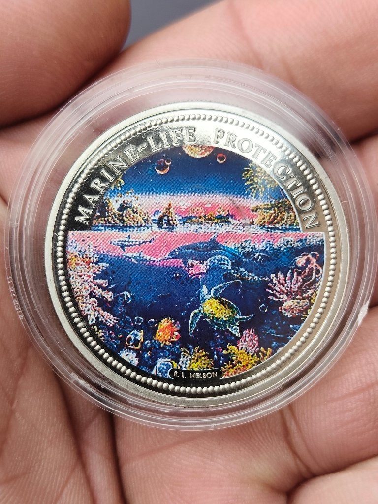 Palau 1 Dollar 1993 Marine Life Protection Coral Reef, Ophalen of Verzenden, Overige landen, Losse munt