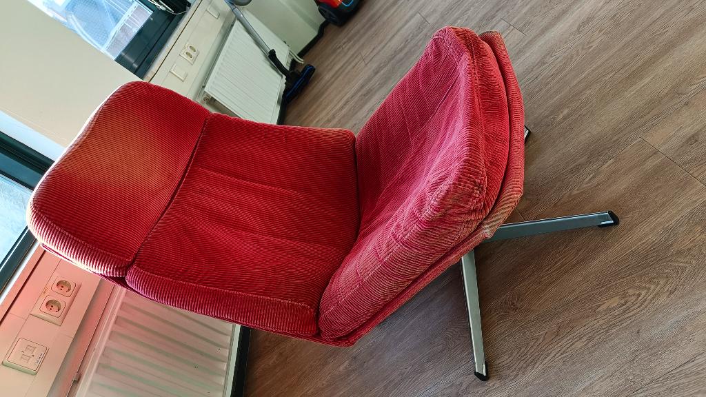 Ikea feauteuil rode ribstof, Ophalen, Gebruikt, Mid century, 100 tot 125 cm