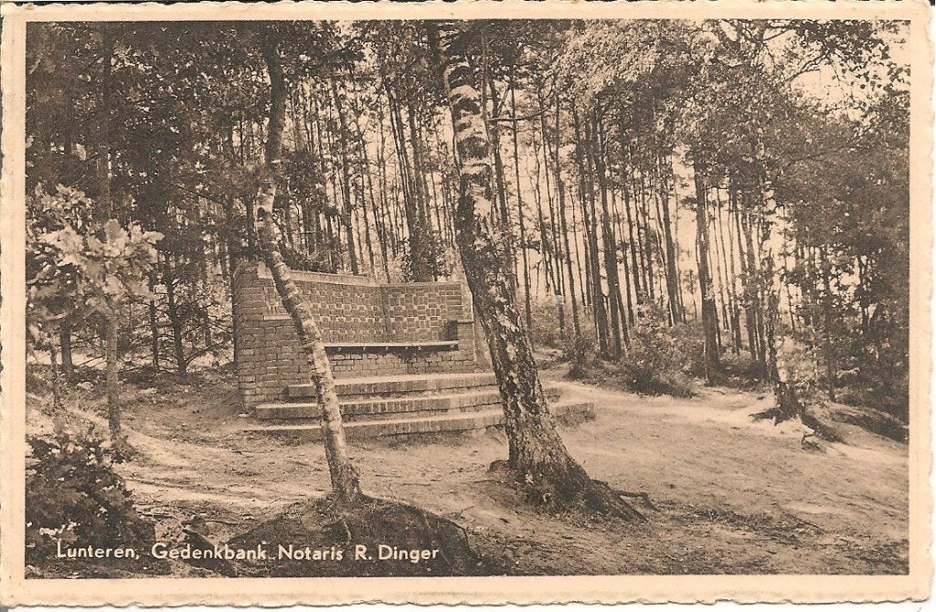 Oude Ansichtkaart Lunteren, Gedenkbank Notaris R. Dinger, Verzamelen, Ophalen of Verzenden, 1940 tot 1960, Gelopen, Gelderland