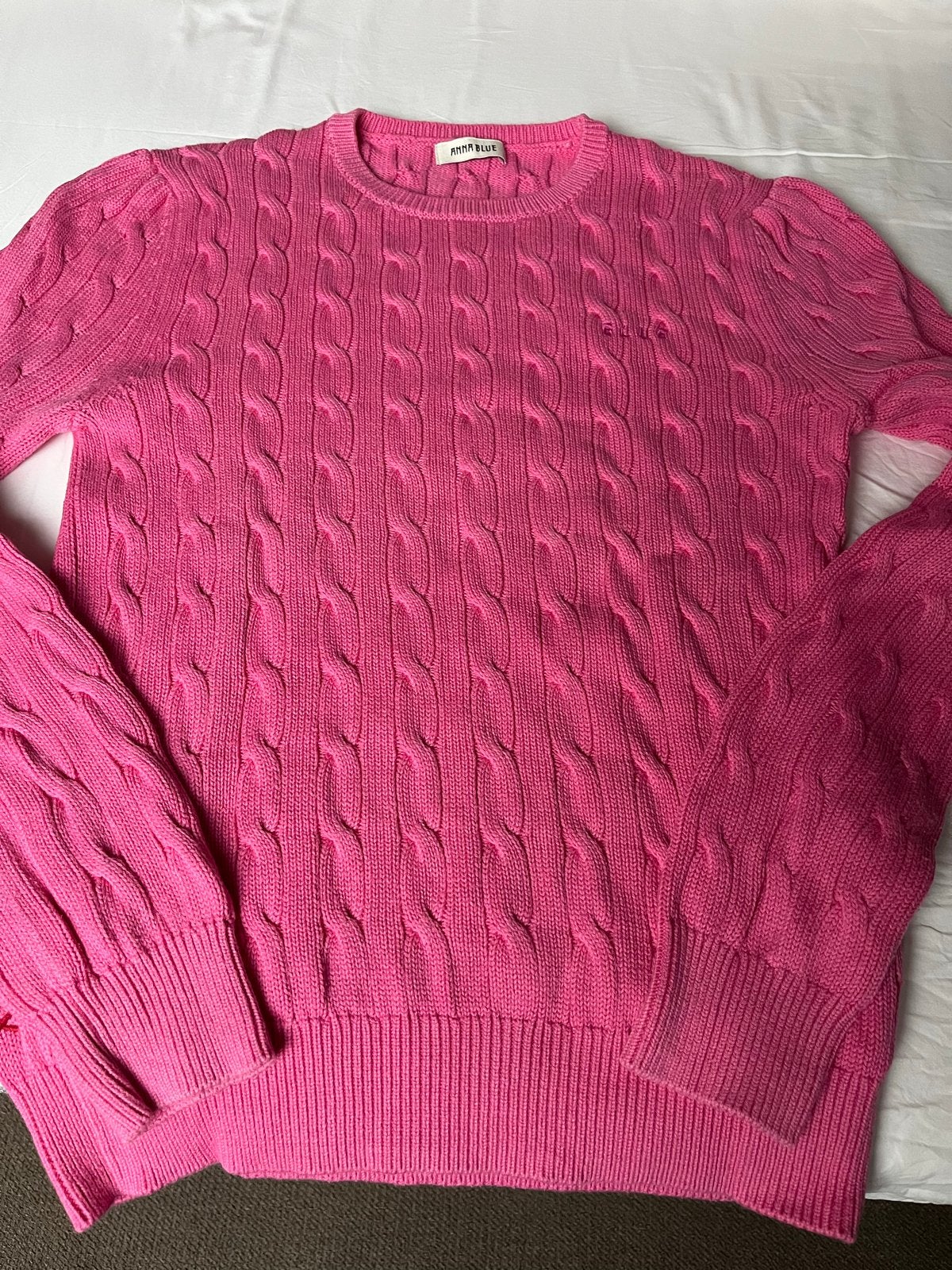 Roze kabeltrui van Anna Blue, maat M, Ophalen of Verzenden, Zo goed als nieuw, Maat 38/40 (M), Roze