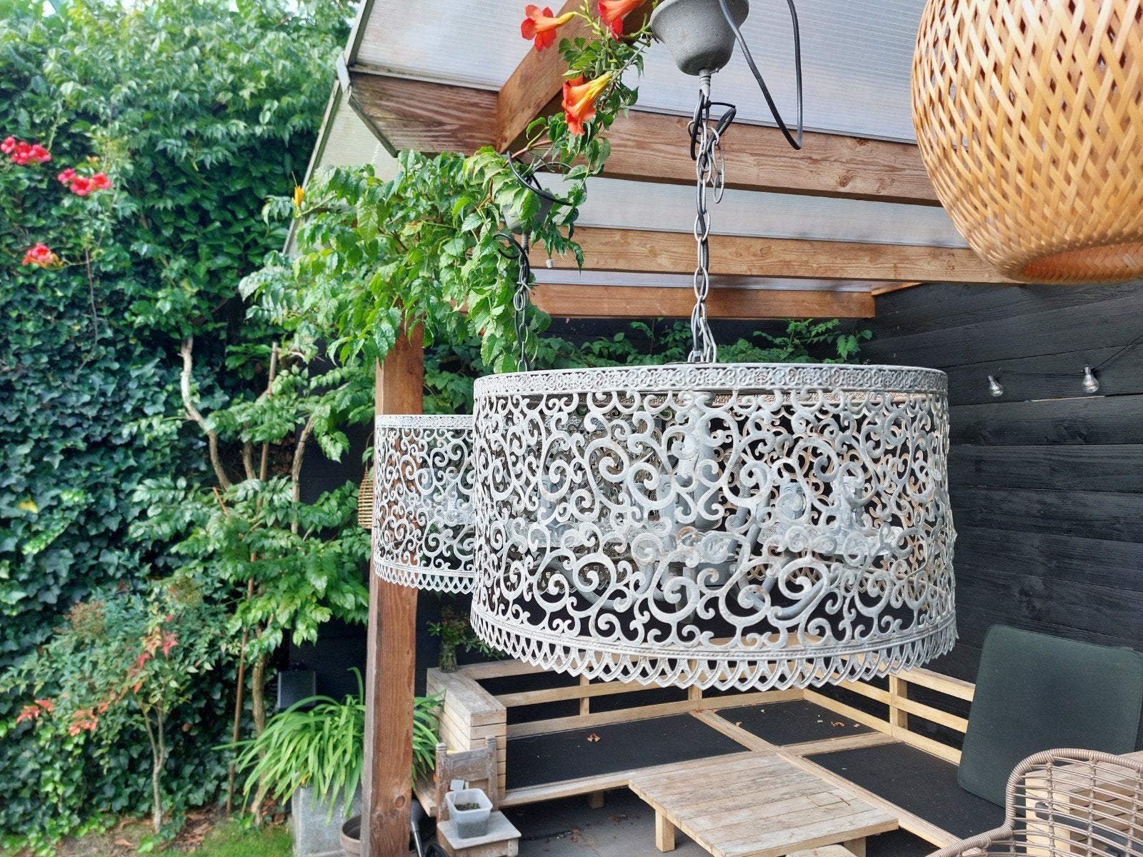 2 Brocante hanglampen perfecte staat, Huis en Inrichting, Ophalen, E14 (klein), Zo goed als nieuw, Brocante/ romantisch/ stoer