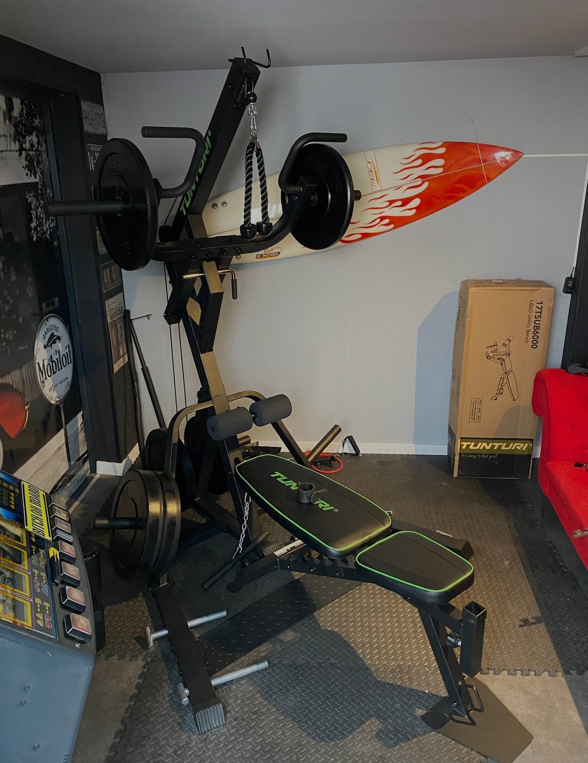 Tunturi Leverage Gym WT85 incl. gewichten en bankje, Ophalen, Gebruikt, Krachtstation, Armen