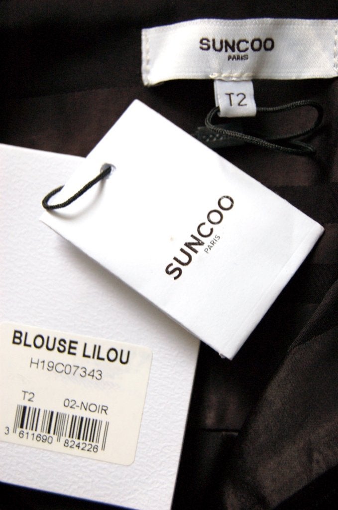 Nieuwe Suncoo Paris satijnen blouse, Lilou, zwart, Mt. M, Maat 38/40 (M), Zwart, Nieuw, Ophalen of Verzenden