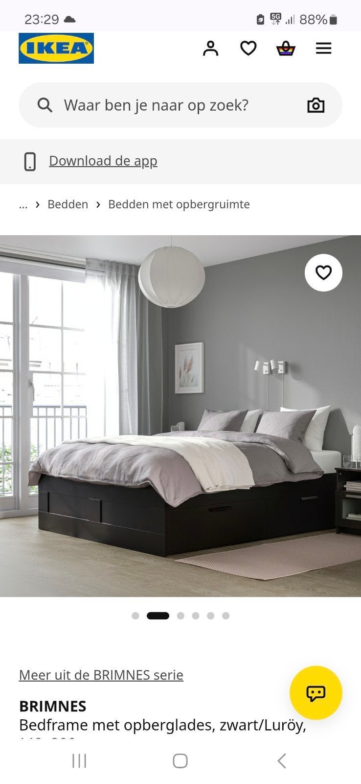 2 persoons bed, Ophalen, Zwart, Tweepersoons, 140 cm