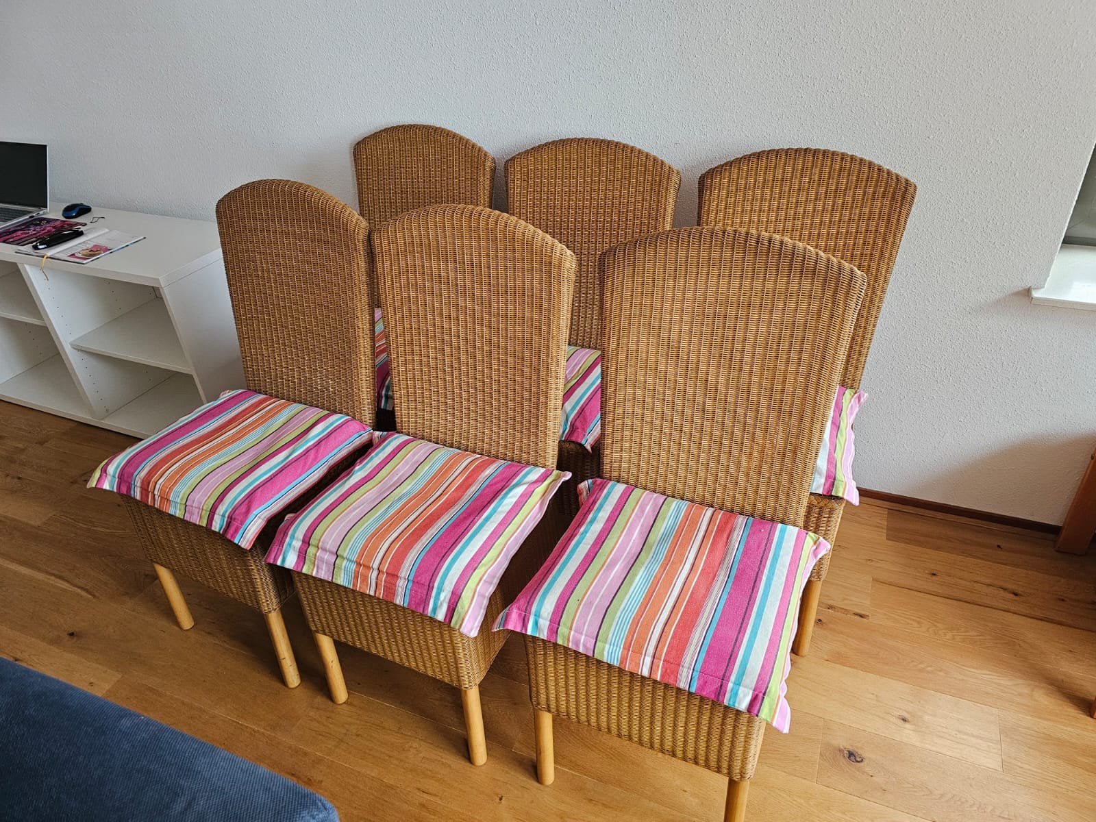 Originele Loom Furniture Rotan Stoelen - Set van 6, Ophalen, Gebruikt, Bruin, Riet of Rotan