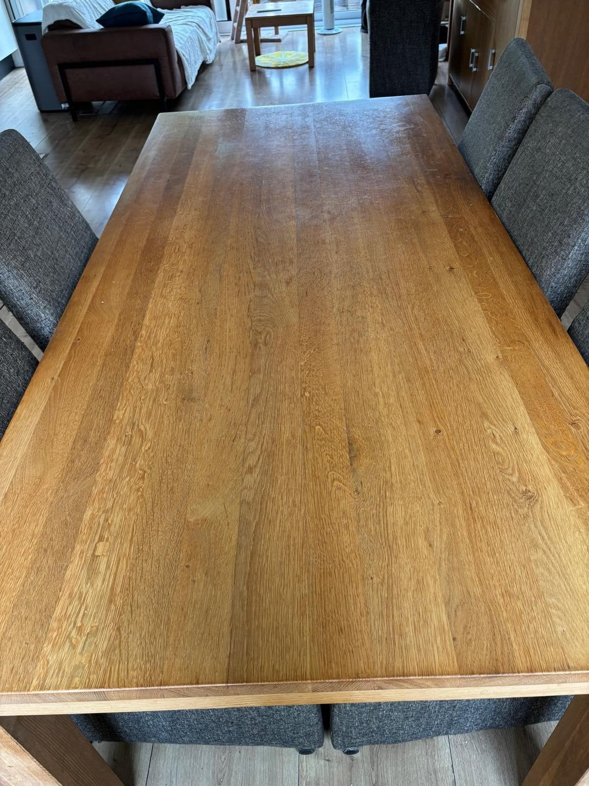 blank eiken eettafel, Ophalen, Gebruikt, Eikenhout, 200 cm of meer