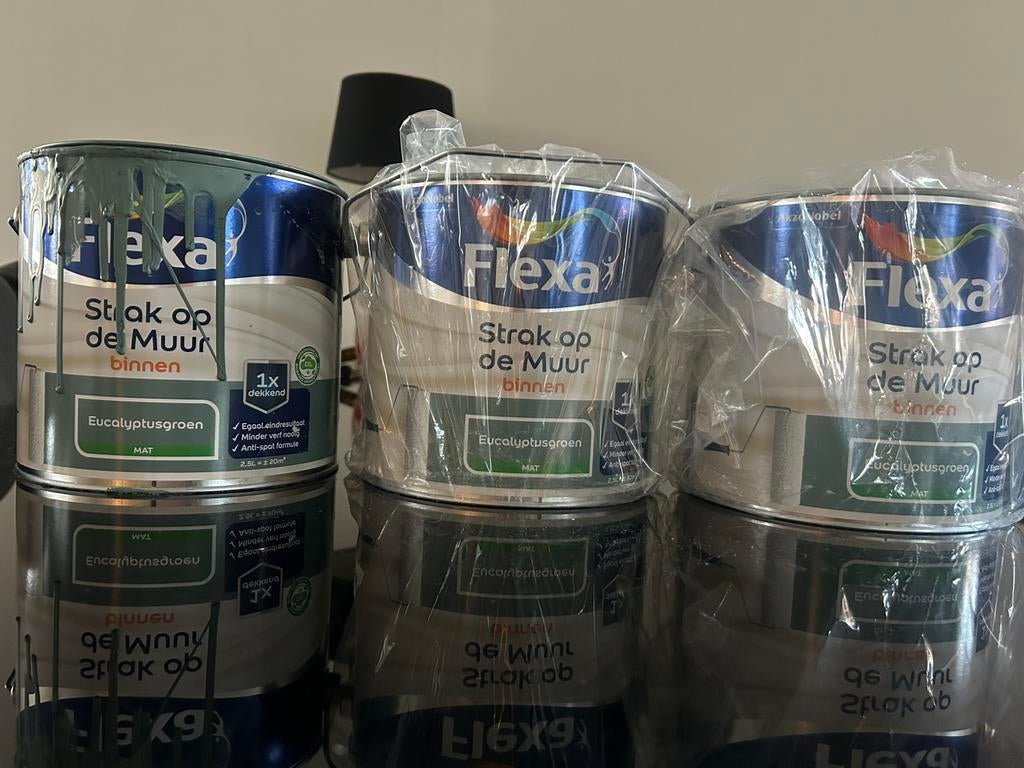 Flexa muurverf eucalyptusgroen 7 liter, 5 tot 10 liter, Nieuw, Ophalen of Verzenden, Verf
