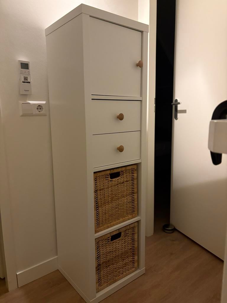 IKEA KALLAX kast met deur, lades en manden, Ophalen, Gebruikt