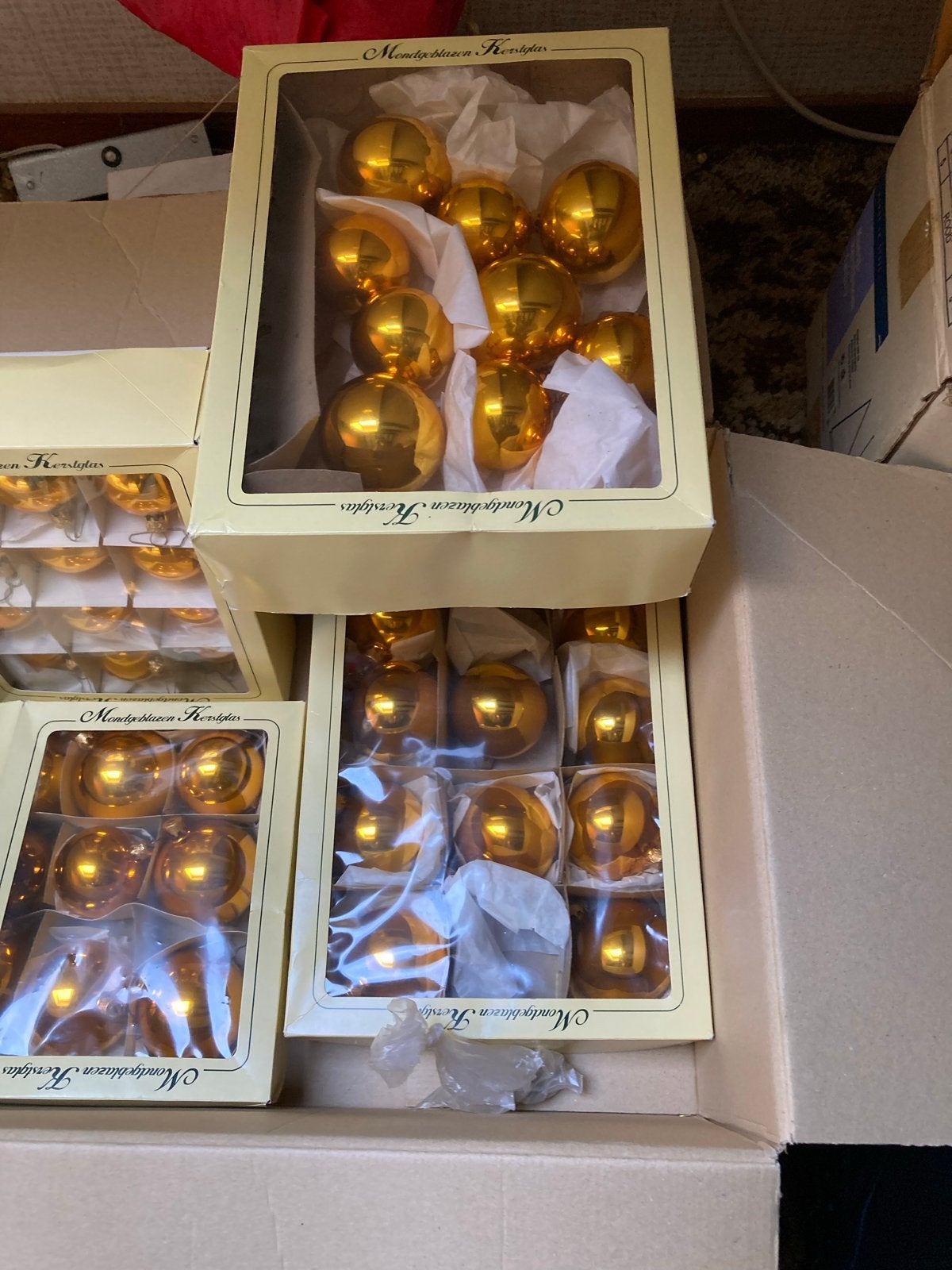Kunst kerstboom met gouden ballen, Ophalen, Gebruikt