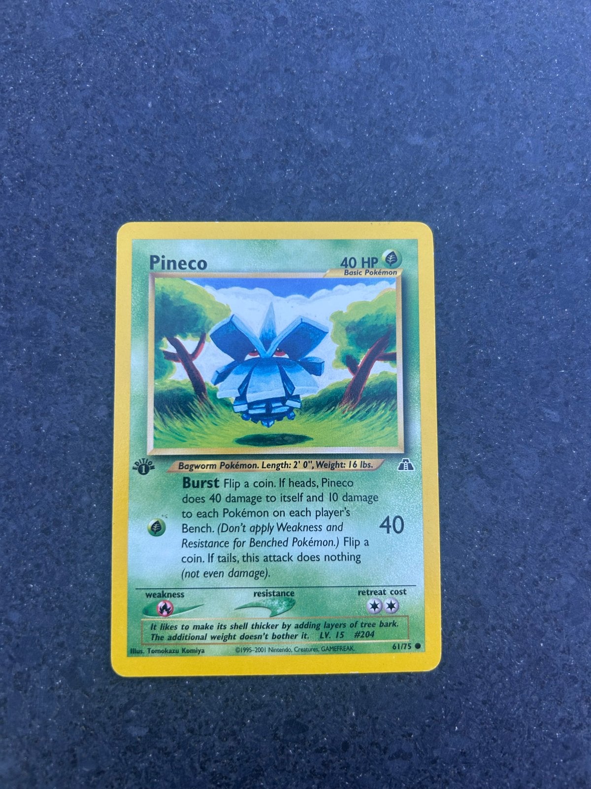 1st edition Vintage Pokémon Kaart Pineco 61/75 Neo Discovery, Ophalen of Verzenden, Gebruikt, Losse kaart