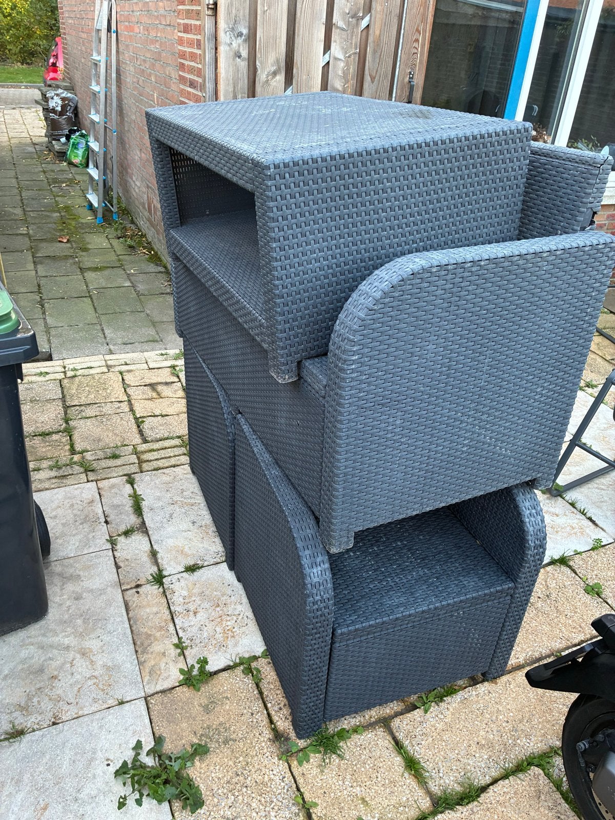 Compacte Wicker Tuinset, Tuin en Terras, Ophalen, 4 zitplaatsen, Gebruikt, Eettafel