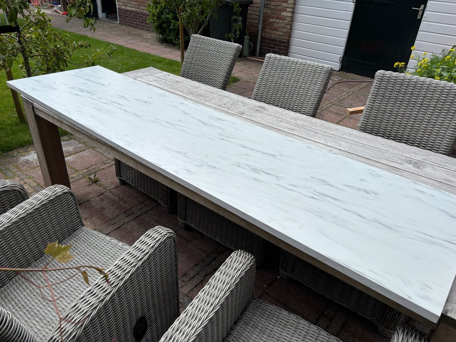 IKEA EKBACKEN Werkblad wit levendig marmer laminaat, Ophalen, Overige materialen, Gebruikt, 200 cm of meer