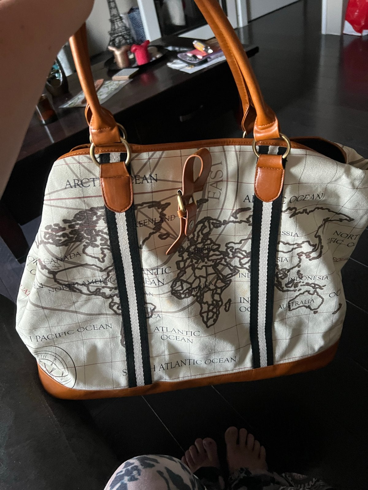 Riviera Maison tas met wereldkaart print, Ophalen of Verzenden, Nieuw, Beige, Handtas