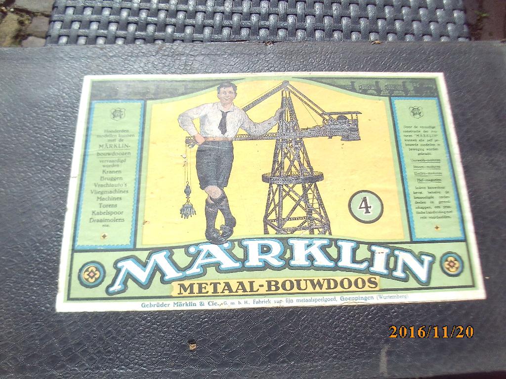Metaal Bouwdoos nr 4 Märklin 1923 compl 2 laag + Handleiding, Ophalen of Verzenden