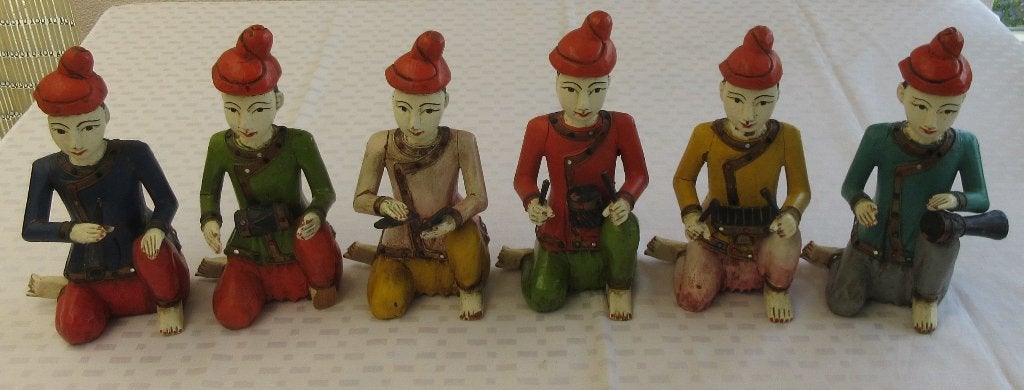 6 Birmaanse muzikanten Myanmar, Ophalen of Verzenden