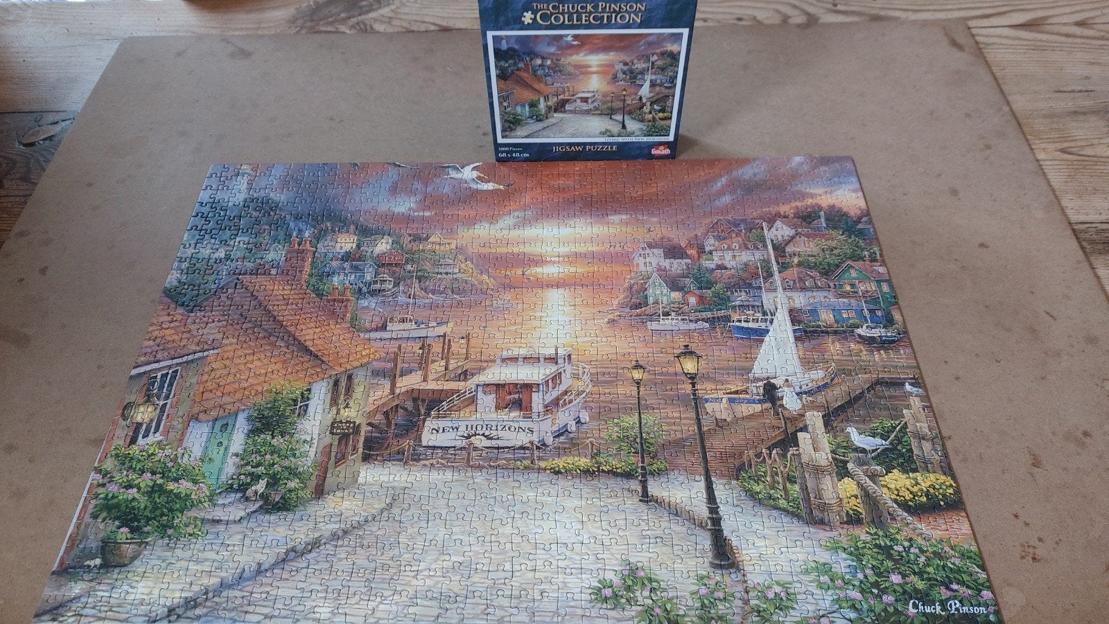 Chuck Pinson puzzel 1000 stukjes - Living with New Horizon, Ophalen of Verzenden, 500 t/m 1500 stukjes, Zo goed als nieuw, Legpuzzel