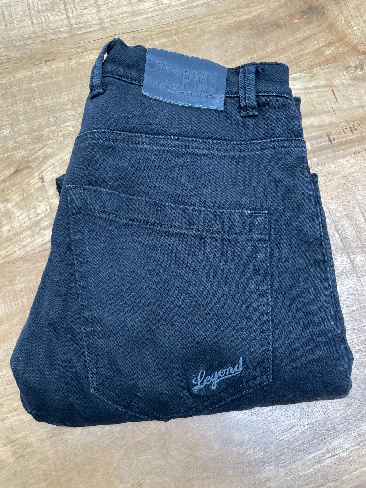 Motorspijkerbroek zwart maat 34 met protectie, Motoren, Ophalen of Verzenden, Tweedehands, Broek | textiel