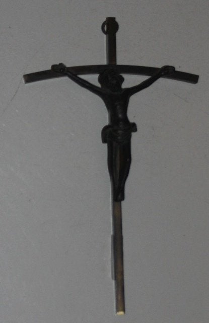 kruisbeeld metaal 17,5 x 11 cm 116249, Ophalen of Verzenden, Zo goed als nieuw, Beeld(je), Christendom | Katholiek