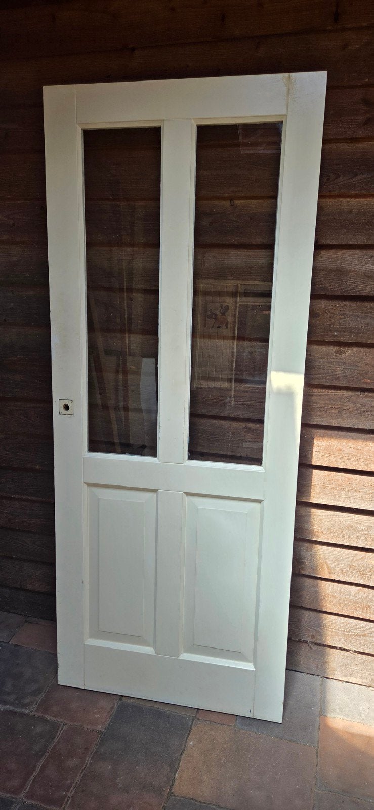 Paneeldeur 83x 202 met gehard glas en RVS scharnieren, Ophalen