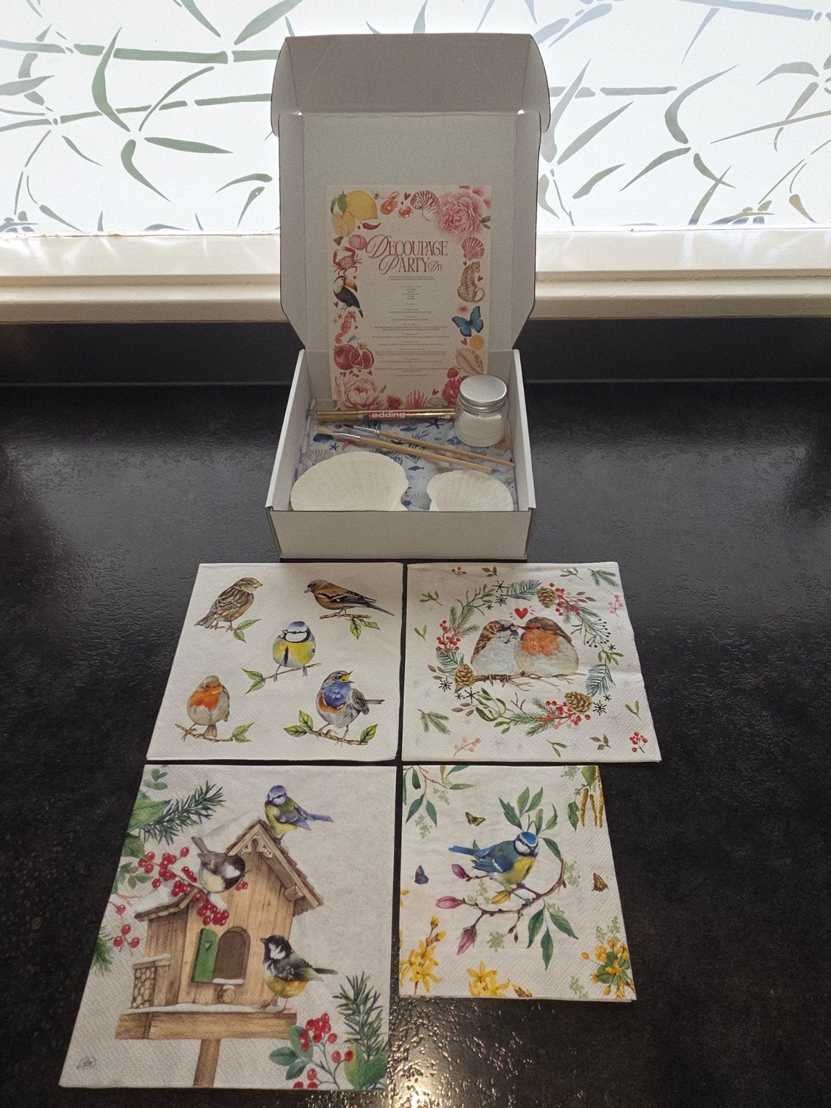 Decoupage DIY pakket - Vogels, Ophalen of Verzenden, Nieuw, Knutselwerk