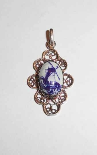 Hanger Delft Molen zilver 835 filigrain, Overige voorstellingen, Verzenden, Zo goed als nieuw, Zilver