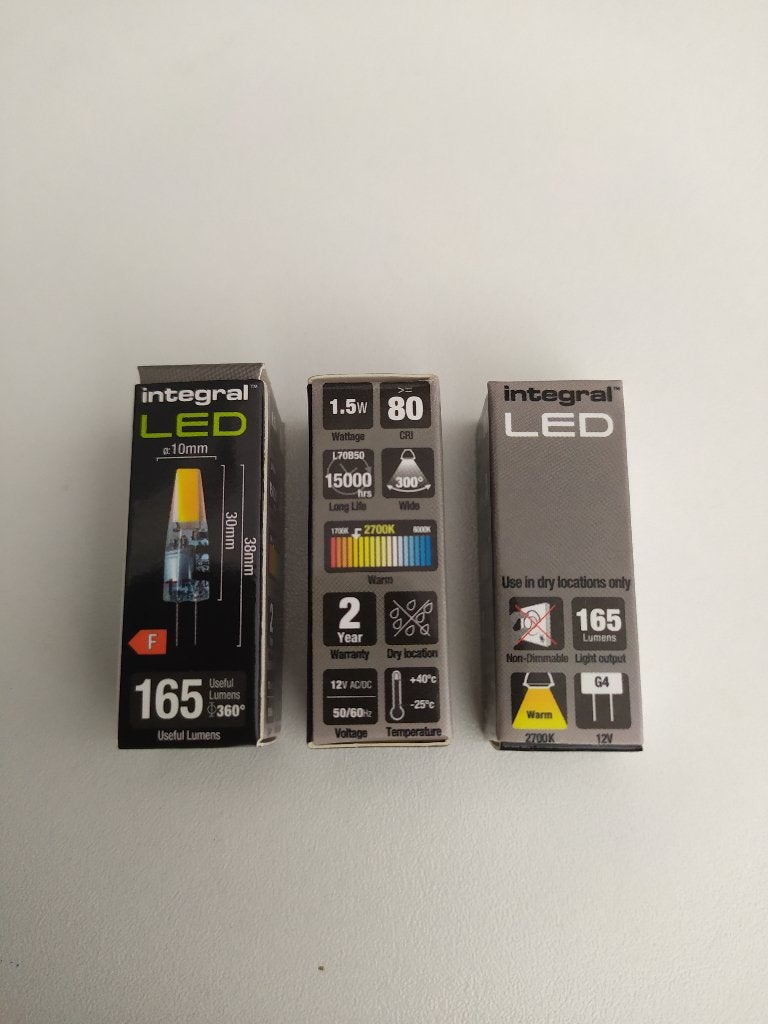 3 st G4 Steek Ledlamp 12V AC/DC 1,5W 2700K Nieuw in doosje, Ophalen, Nieuw, Led-lamp