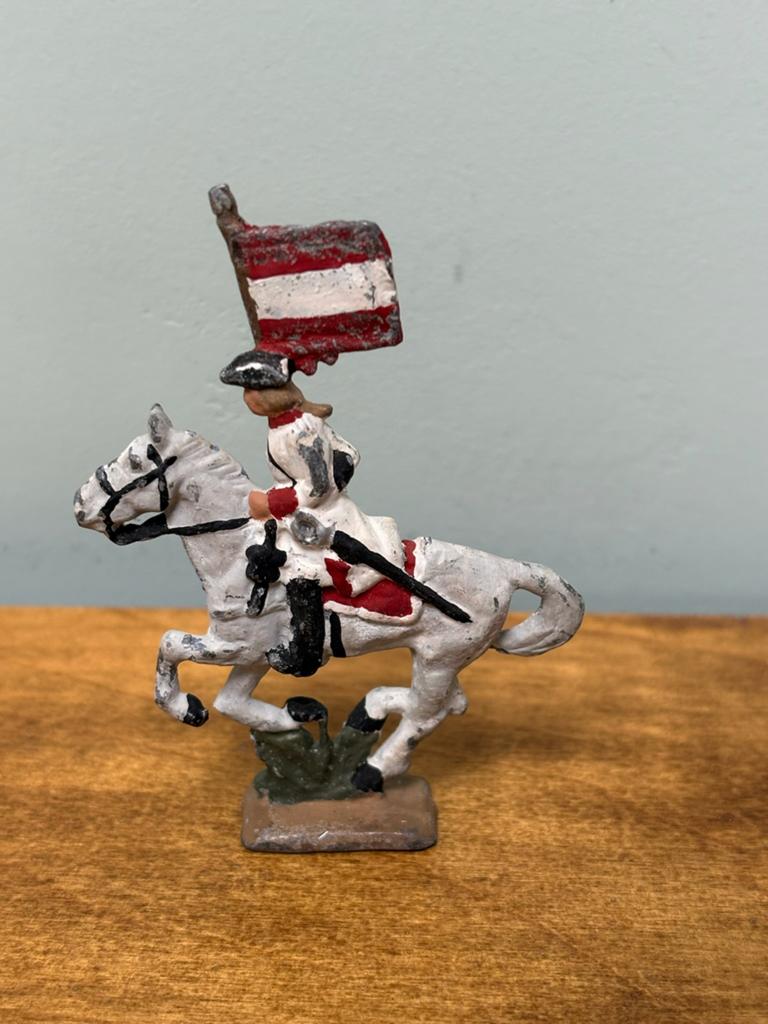 Vintage tinnen soldaatje te paard, Ophalen of Verzenden, Gebruikt