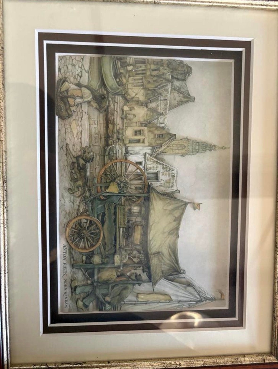 2 Vintage Anton Pieck 3D Prints - Handgemaakt & Ingelijst, Antiek en Kunst, Kunst | Tekeningen en Foto's, Ophalen, Print, Print/reproductie