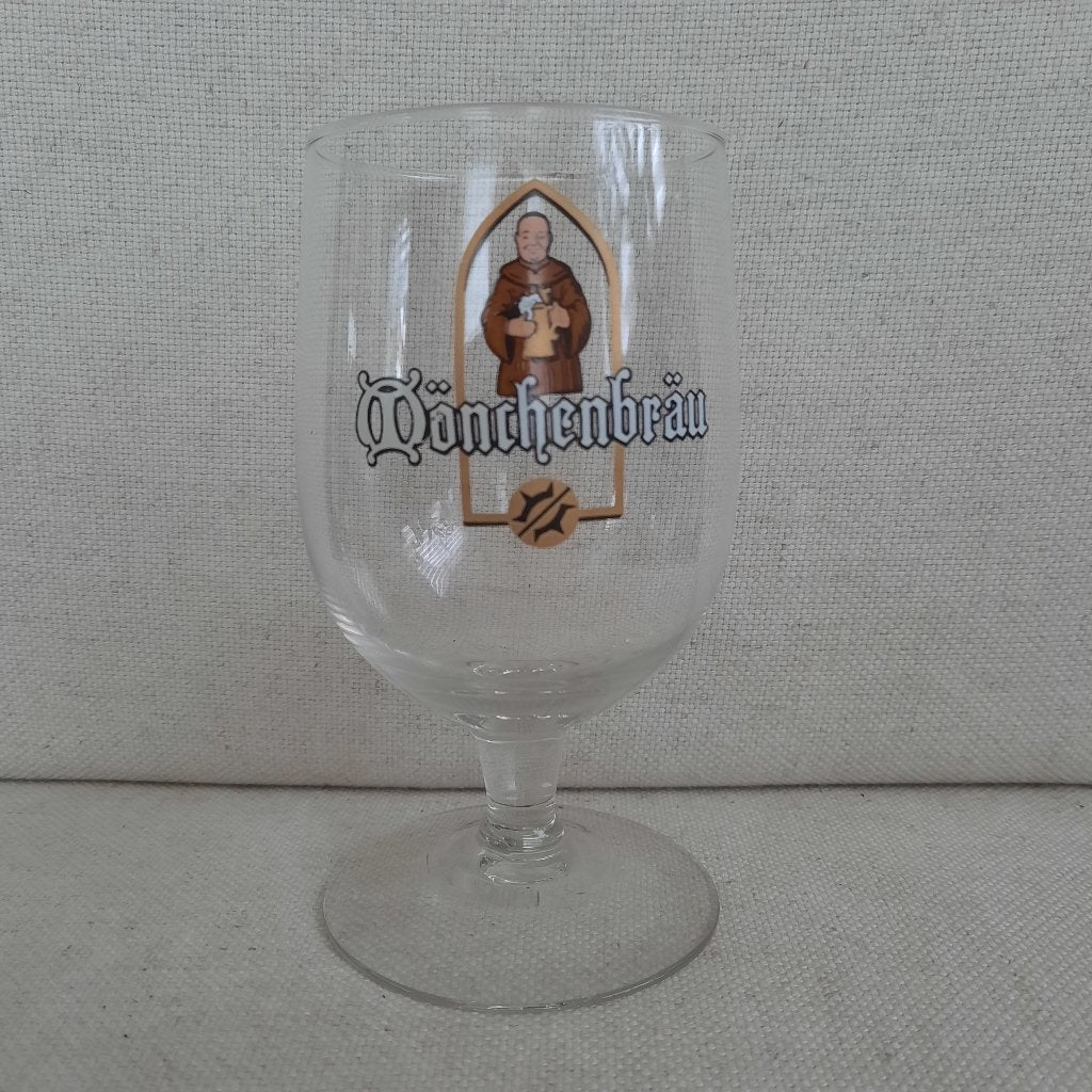 Mönchenbräu bierglas op voetje, Ophalen of Verzenden, Zo goed als nieuw, Bierglas