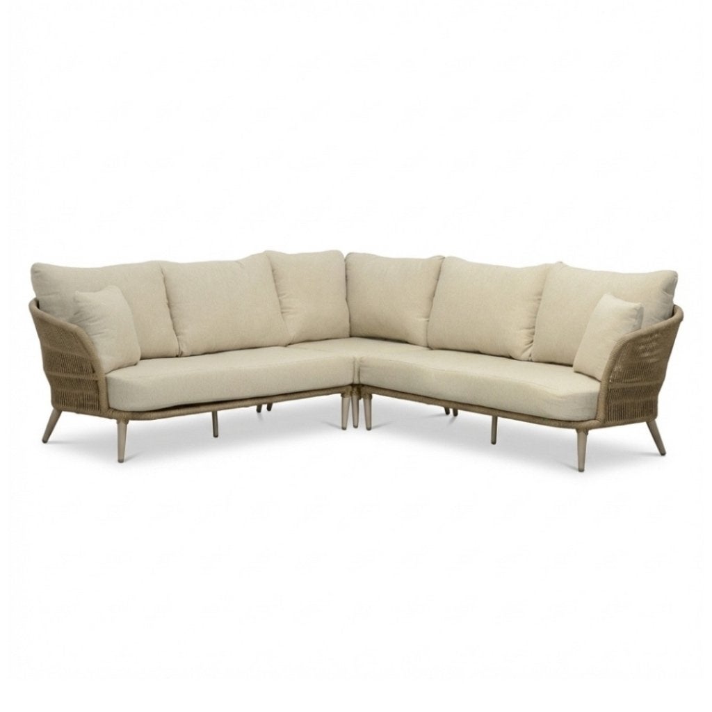 Palermo hoek loungeset beige | 230x230cm | aluminium + rope, Ophalen, 5 zitplaatsen, Aston Martinlaan 36, Bank