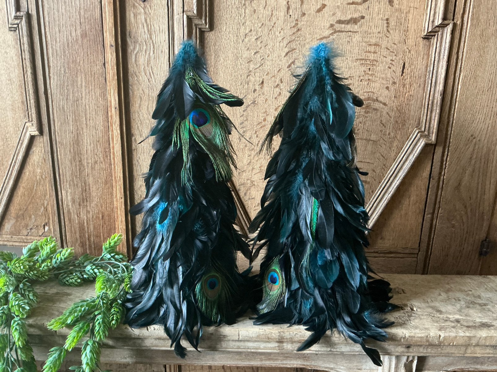 NIEUW set van 2 decoratie boompjes met echte veren, Ophalen of Verzenden, Nieuw