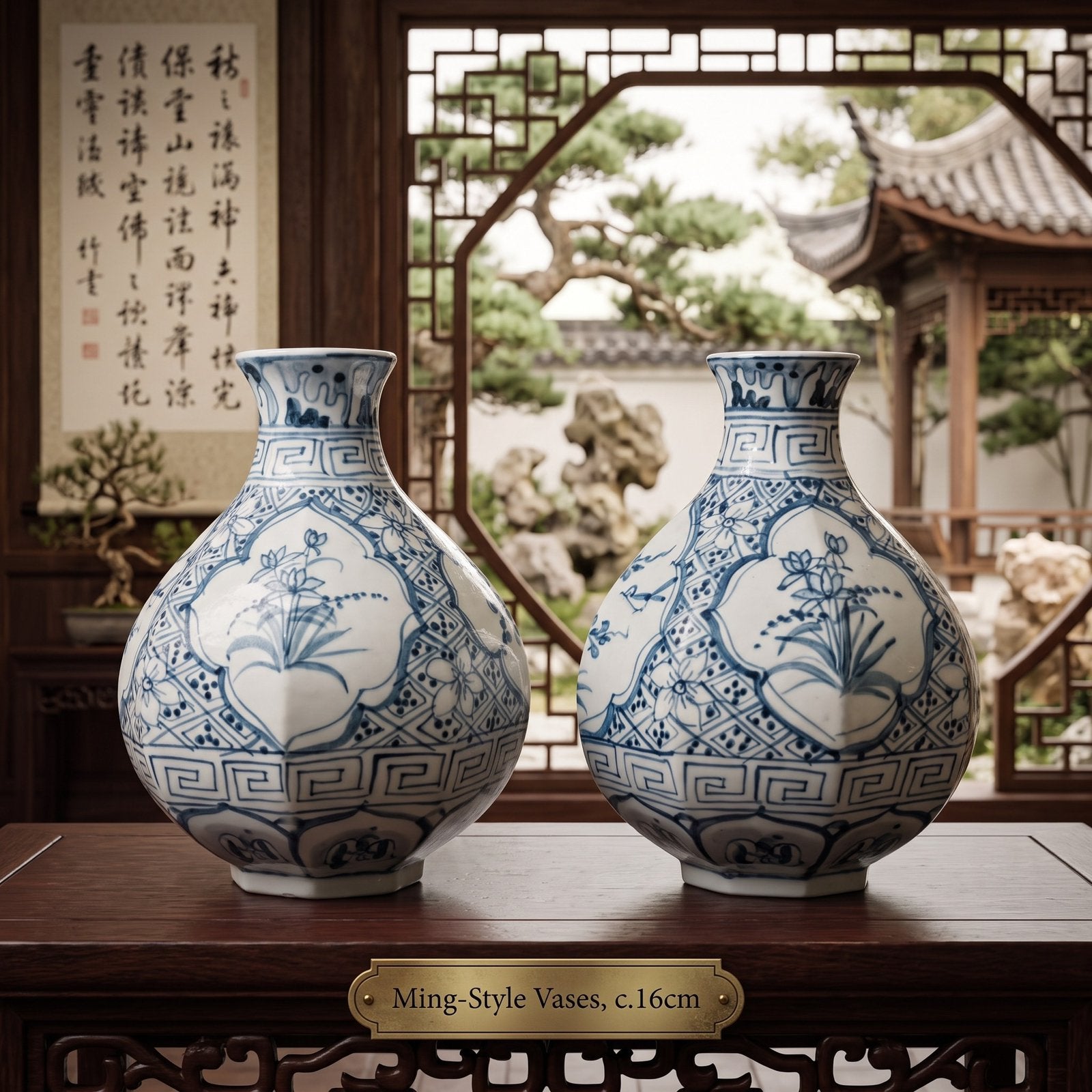 2 peer vormige antiek ogende chinese vaasjes (16cm), Ophalen of Verzenden
