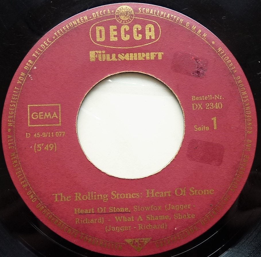 D1 Rolling stones EP Heart of stone '65 GERM €5, Cd's en Dvd's, Vinyl Singles, Originele persing, Gebruikt, 7 inch, Ophalen of Verzenden