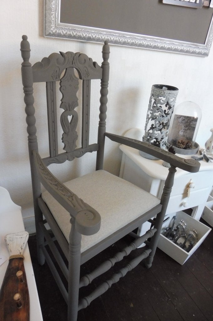 Brocante houten stoel grijs, Ophalen
