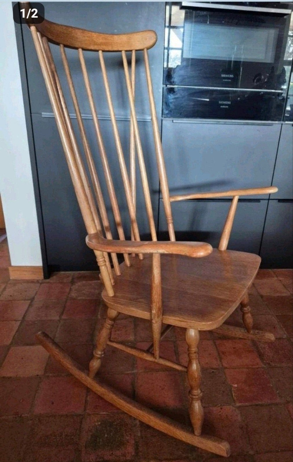 Vintage Scandinavische Schommelstoel - Perfecte Staat, Bruin, Scandinavisch, Ophalen of Verzenden, Zo goed als nieuw