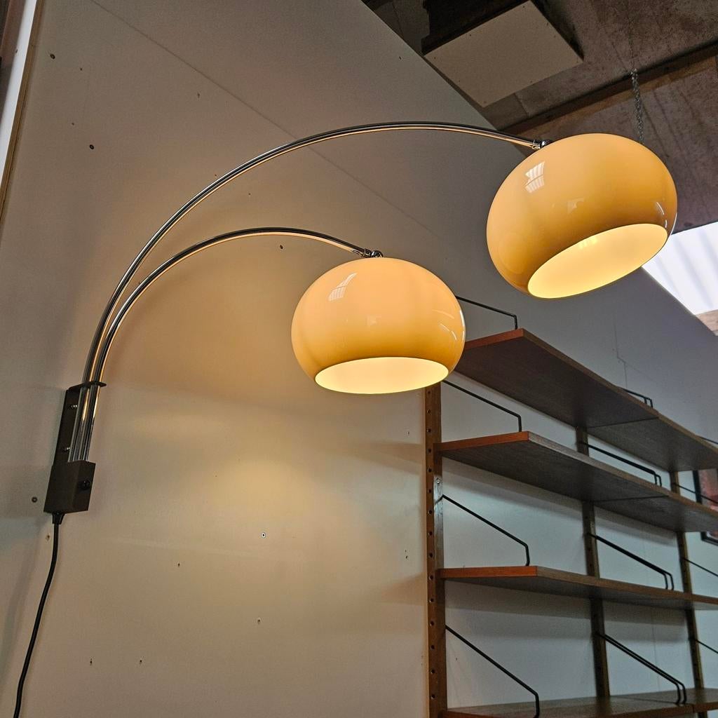 Vintage Nederlandse wandlamp dubbele boog Dijkstra, Ophalen of Verzenden, Huis en Inrichting