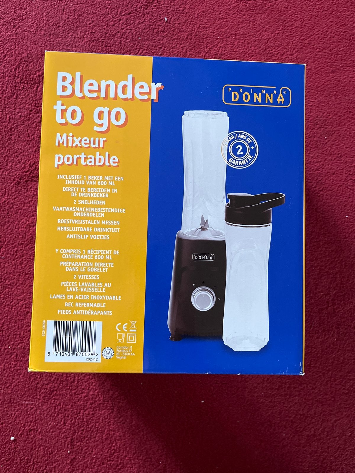 Nieuwe Prima Donna Blender to go - Draagbare Mixer 600ml, Ophalen of Verzenden, Nieuw, Blender to go