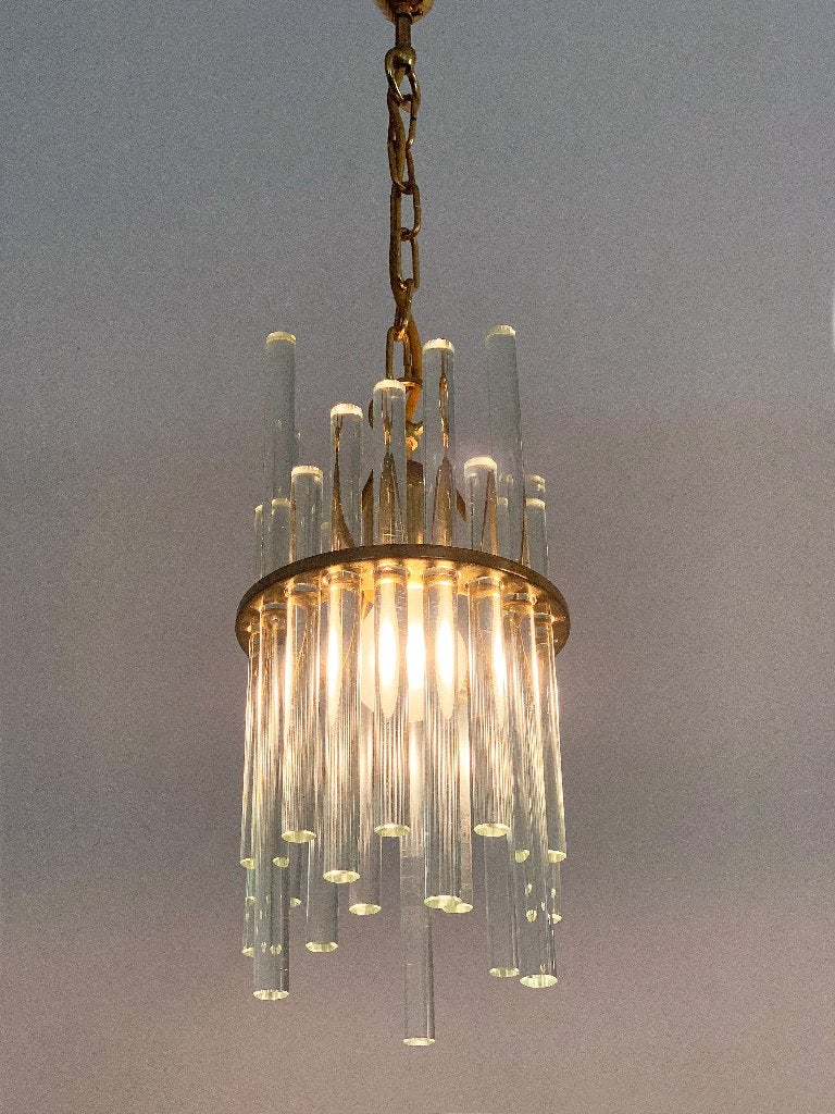 Vintage kristalglas kroonluchter Christoph Palme design, Ophalen, Zo goed als nieuw, Mid-century modern design, Glas