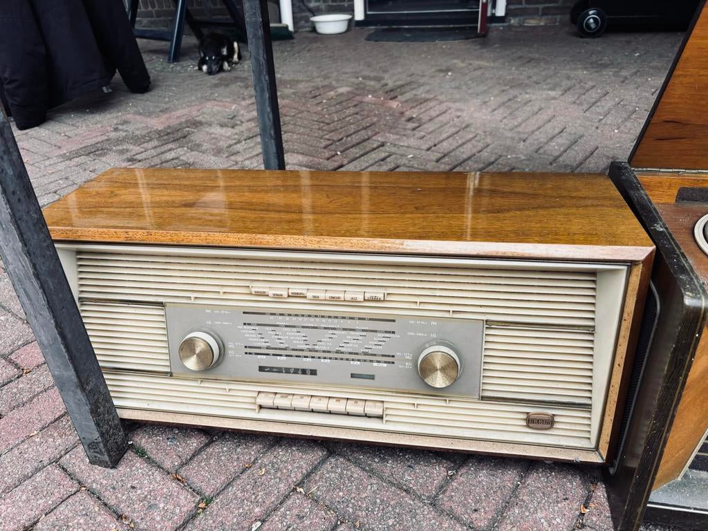 Vintage Platenspeler met Radio - Philips en Lunophon, Antiek en Kunst, Antiek | Tv's en Audio, Ophalen