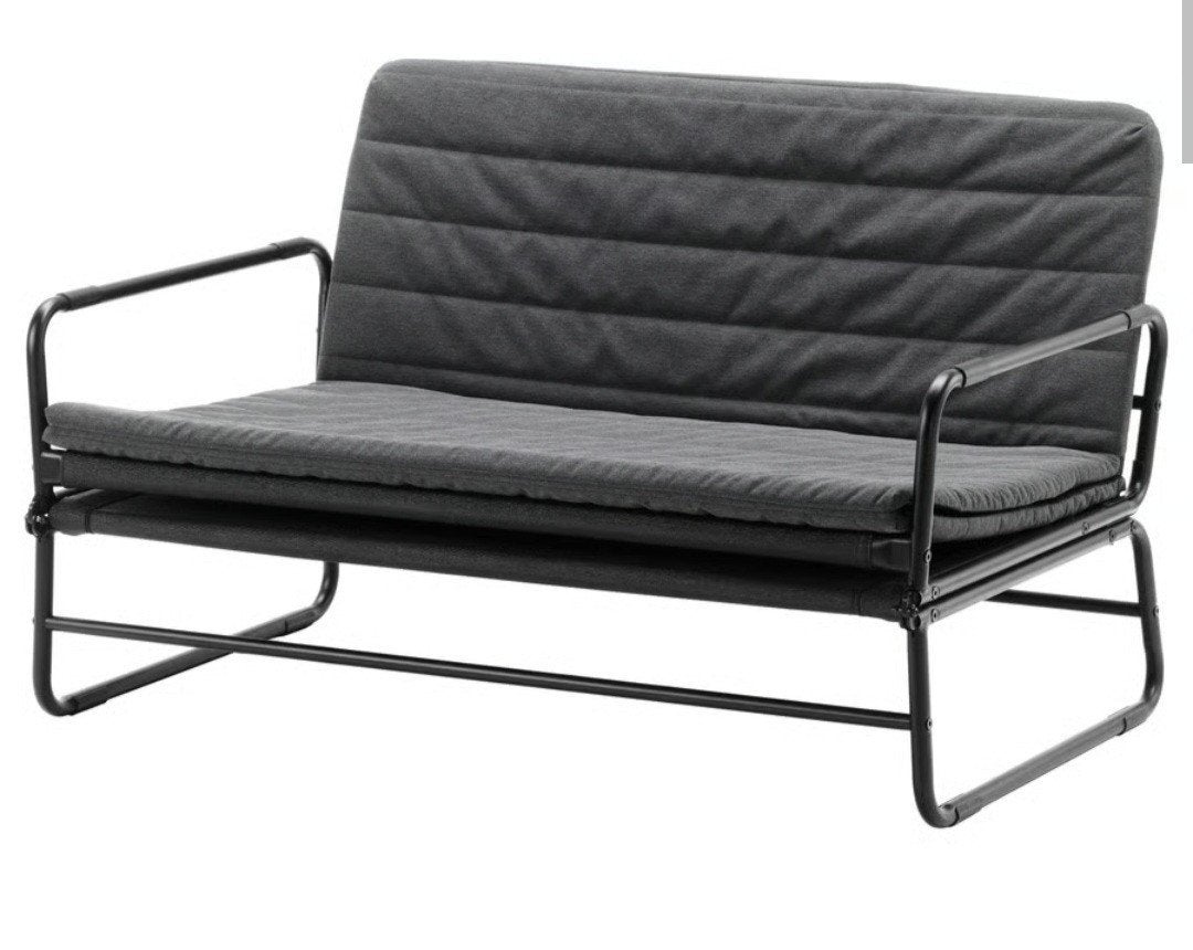 IKEA HAMMARN Slaapbank - Knisa donkergrijs/zwart, Ophalen, Gebruikt, Tweepersoons, 75 tot 100 cm
